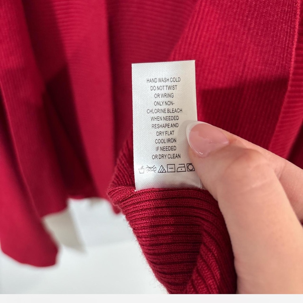 Context Red Open Front Cardigan S Rayon Nylon Knit Soft Stretchy - Picture 7 of 7